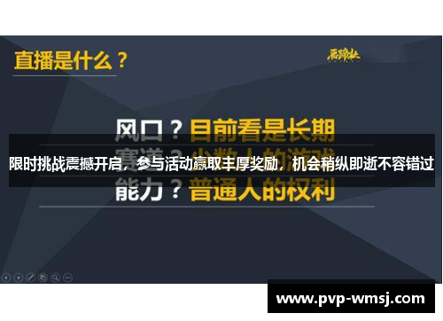 限时挑战震撼开启，参与活动赢取丰厚奖励，机会稍纵即逝不容错过